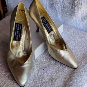Gold, Stuart Weitzman, Classic, High Heeled,Pumps.